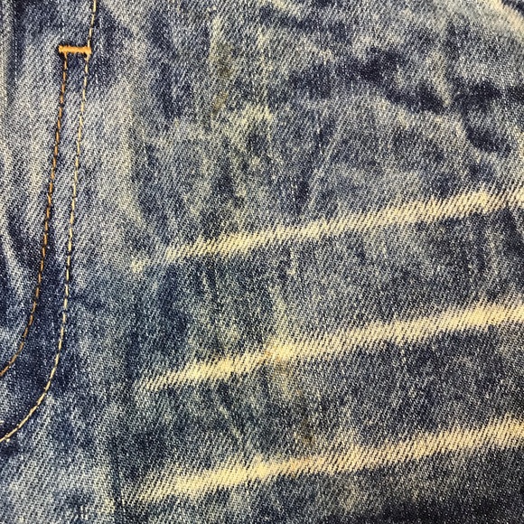 Evolution In Design Men’s Blue Stone Wash Tiger Stripes Long Denim Shorts Sz 40 - Picture 7 of 8